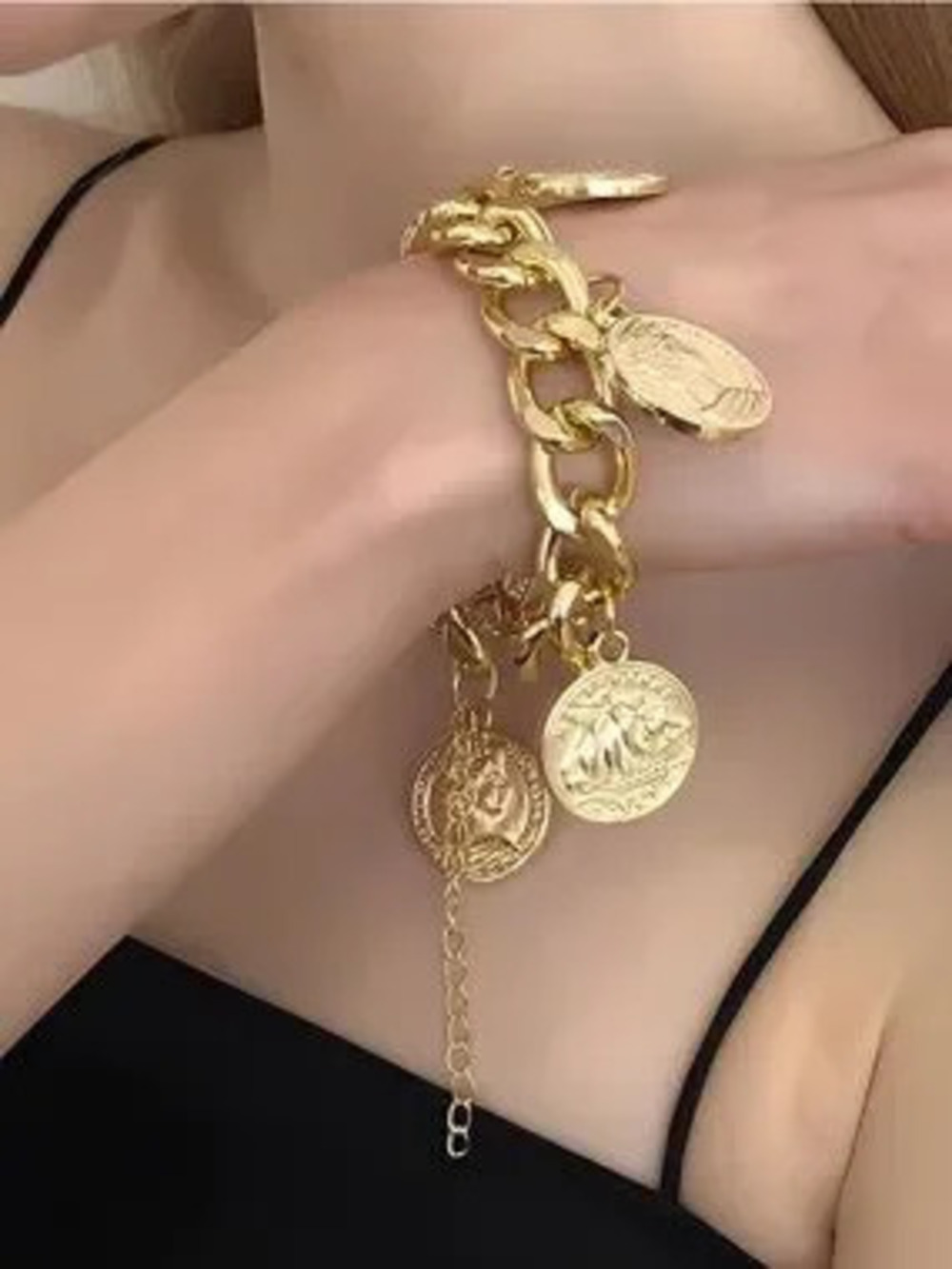 Vintage Style Roman Coin Charm Bracelet